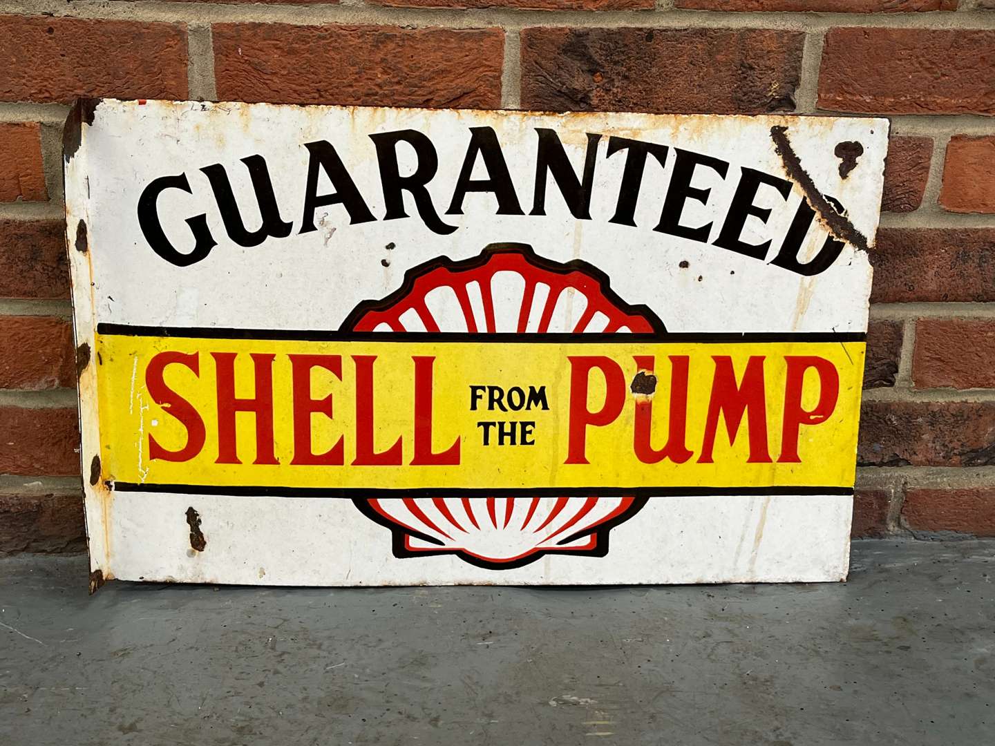 <p>Shell From The Pump Guaranteed Flange Sign</p>