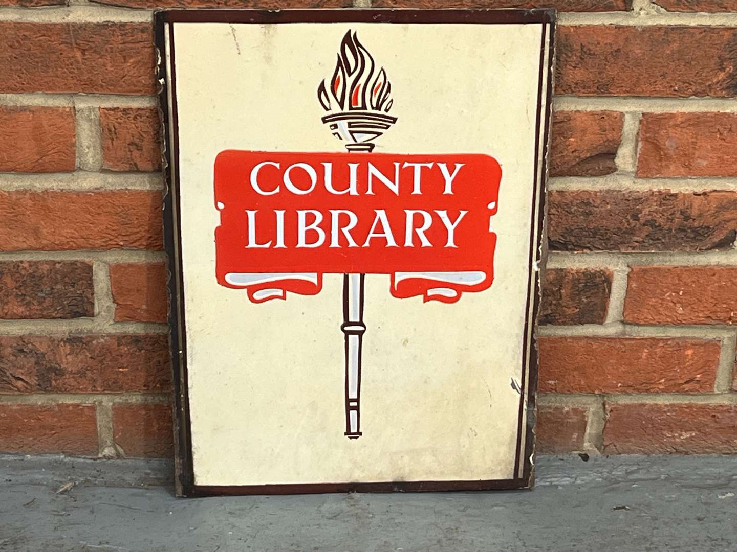 <p>County Library Enamel Sign</p>