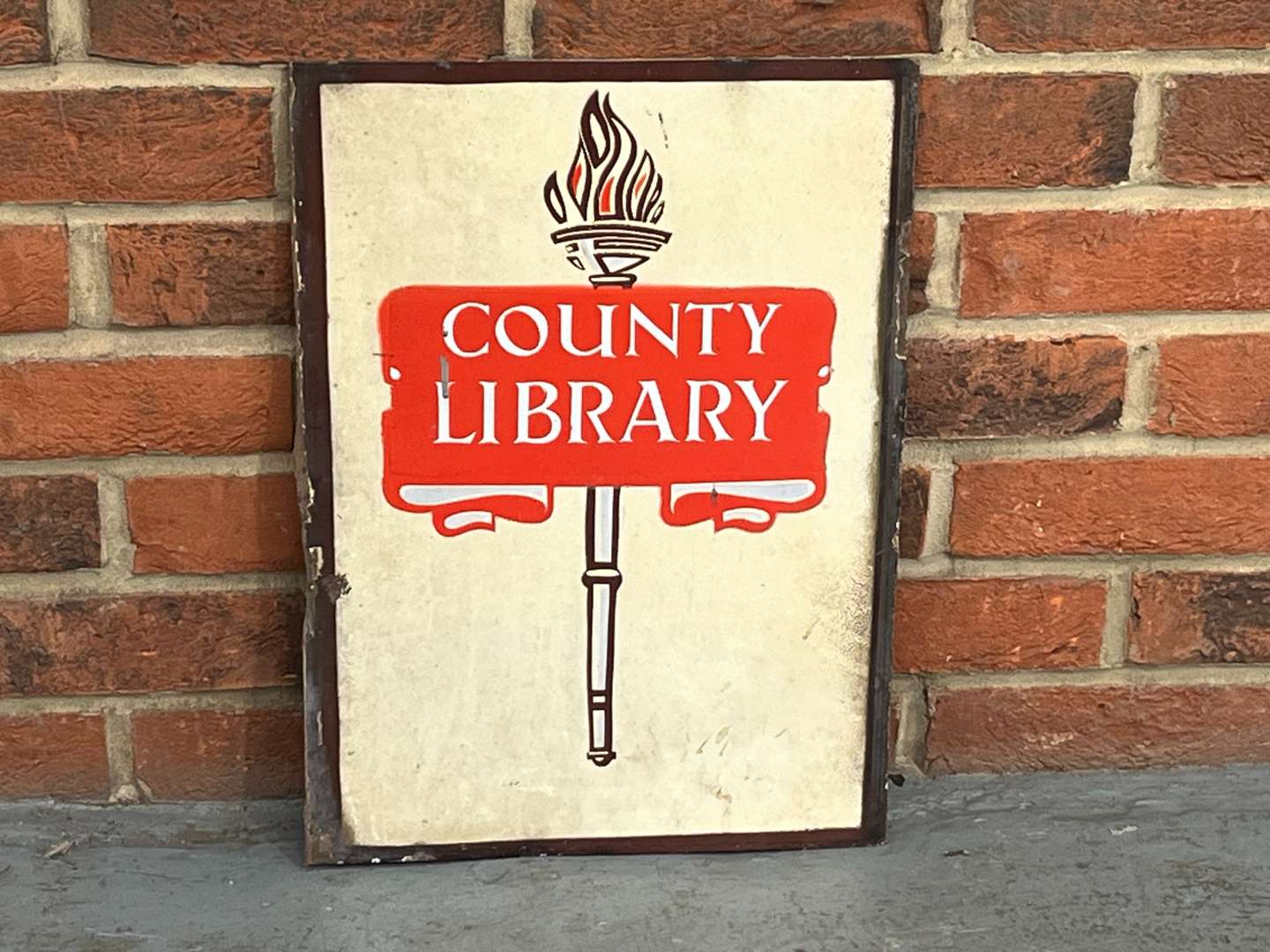 <p>County Library Enamel Sign</p>