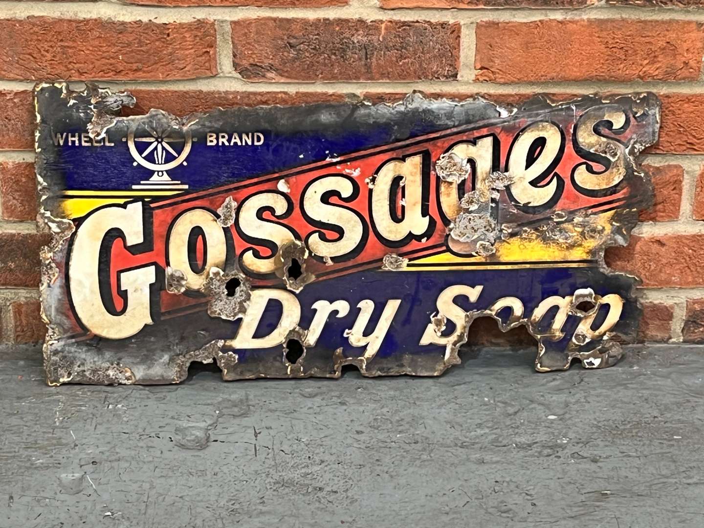 <p>Gossages Dry Soap Enamel Sign</p>