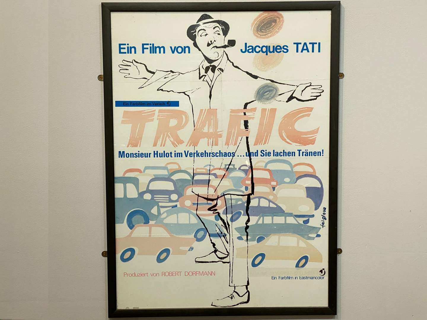 <p>TRAFIC (1971) Jacques Tati framed German film poster</p>