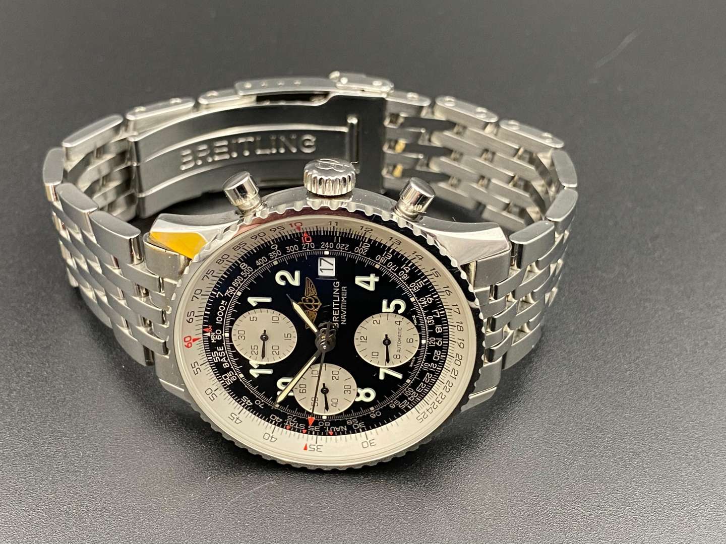 <p>BREITLING Navitimer 461457 A13322BGA stainless steel two button chronograph</p>