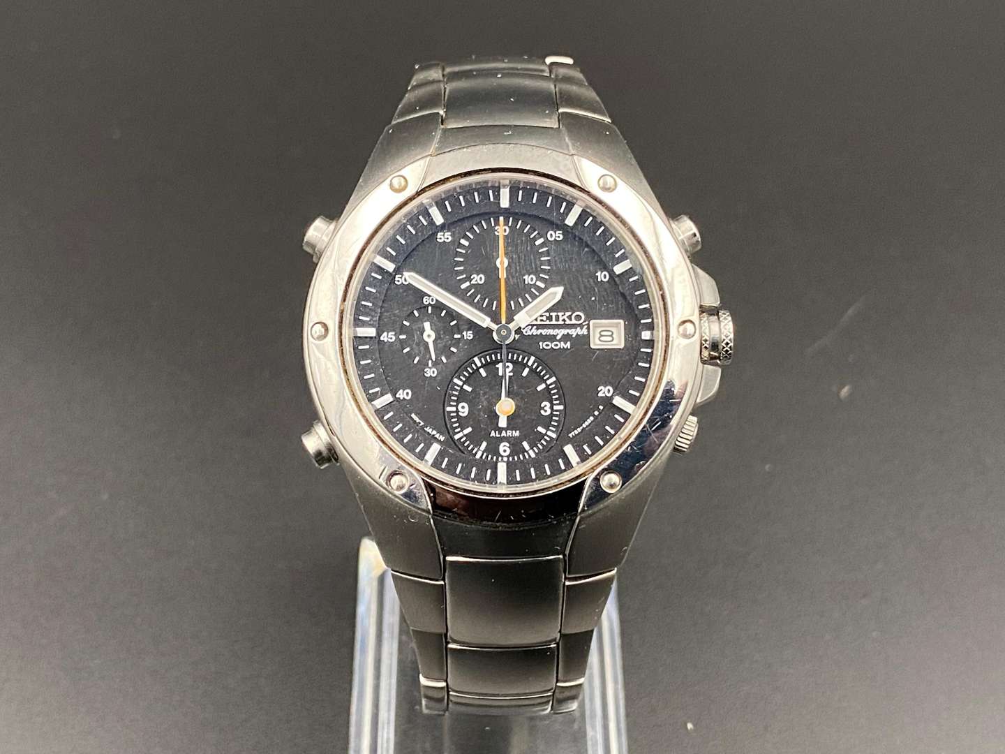 <p>SEIKO, Chronograph, 100m, stainless steel quartz wristwatch, 7T32B,</p>